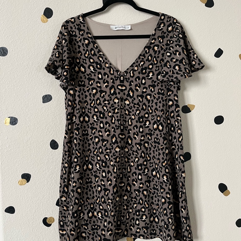 Impeccable Pig Leopard Flutter Sleeve Dress